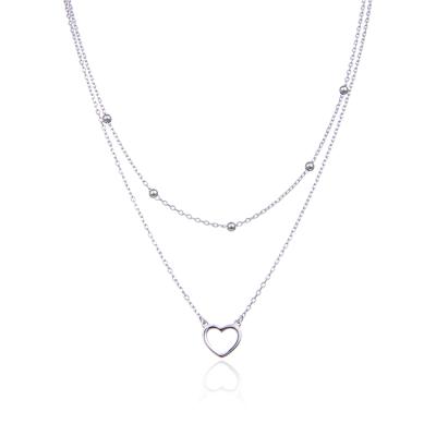 China Trendy 925 Necklaces Double Silver Gold Plated Necklace With Heart for sale