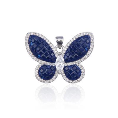 China Fashionable Blue Pendant Designs 8-15 Grams Plating Glass Stone Butterfly Shape Pendant Designs In 8 Grams for sale