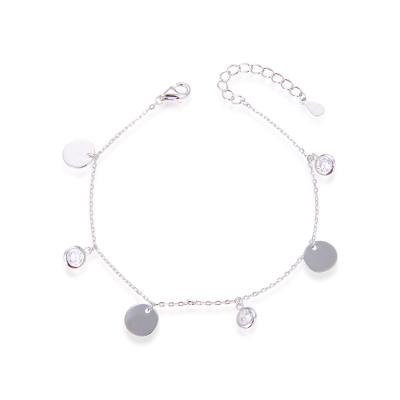 China Hot Sale Personalized Silver Ball and Round Pendant Bracelet 925 Sterling Silver Initial Bracelet for sale