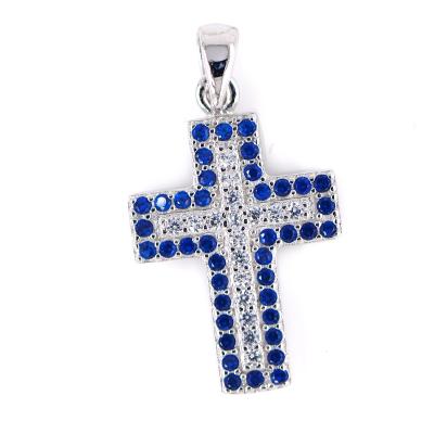 China Wholesale Religious 925 Sterling Silver Rhodium White Gold Plated CZ Cross Charm Necklace Pendant 2020 for sale