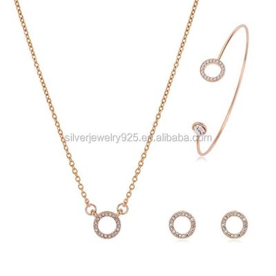 China CLASSIC Stainless Steel Jewelry Sets - Fashion Cute Circle Necklaces Stud Earring Bracelets For Women for sale