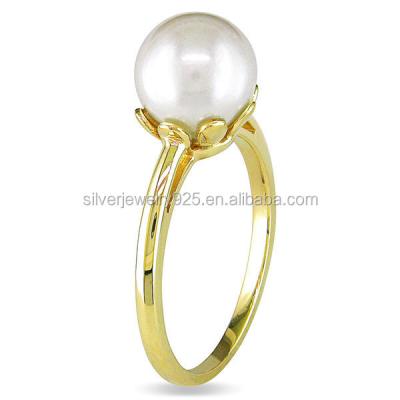 China CLASSIC 14K Yellow Gold Cultured Pearl Ring Freshwater Jewelry for sale