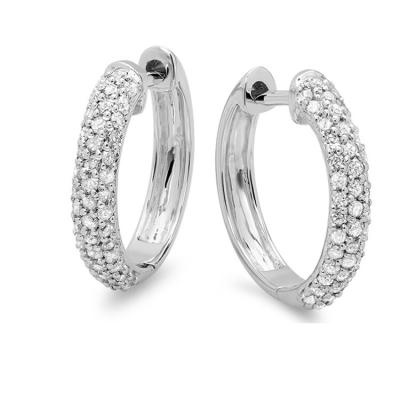 China Silver Pave Silver Earrings Diamond Pave Earrings Huggie Hoop Diamond Earrings for sale