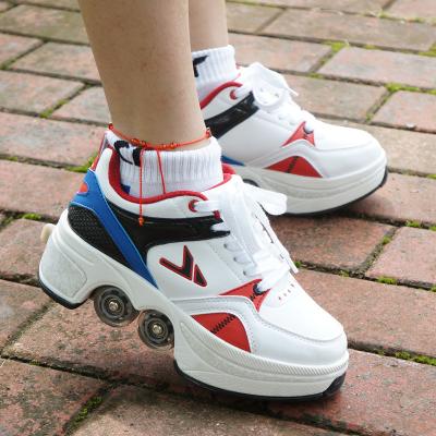 China New TPR LED USB Rechargeable Children's Double Wheels Sports Roller Shoes Light Christmas Models For Kids for sale