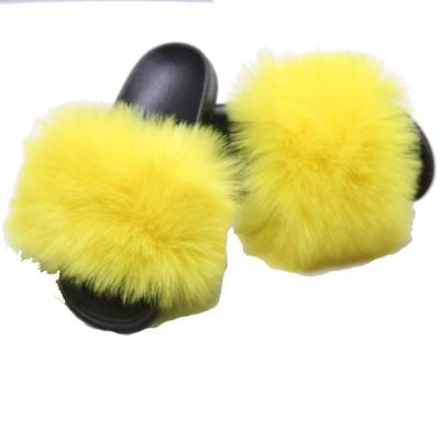 China Fashion Children Kids Soft Fox Fur Slippers Flat Wholesale Real Fur Sandals for sale