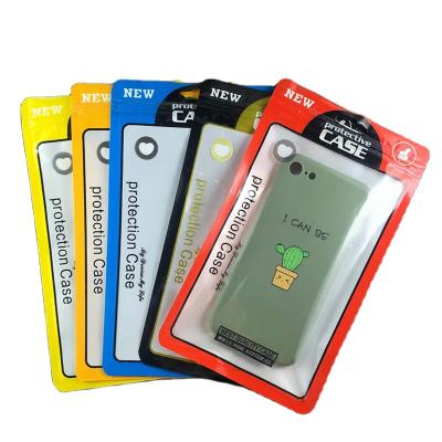 China Phone Case Front Clear Colorful Plastic Zipper Auto Seal Bag With Hanging Hole And Easy Tear For Phone Case Laminated Plastic Bag for sale