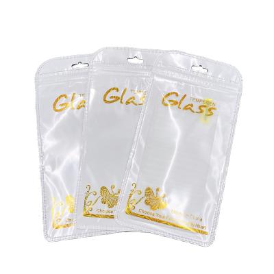 China Custom Moisture Proof White Clear Plastic Bag Packaging Bag For Tempered Glass Screen Protector Zipper Bag For Phone Glass for sale