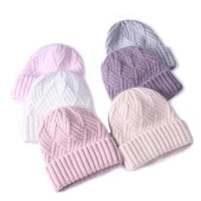 China New Arrival Wool Beanie Knitted Hat Wholesale Women's Popular Cashmere Beanie Knit Hat Winter COMMON for sale