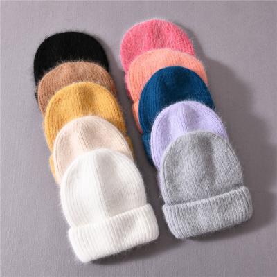 China COMMON Beanie Hat Fluffy Thick Warm high quality cashmere crochet knit women pompom winter beanies for sale