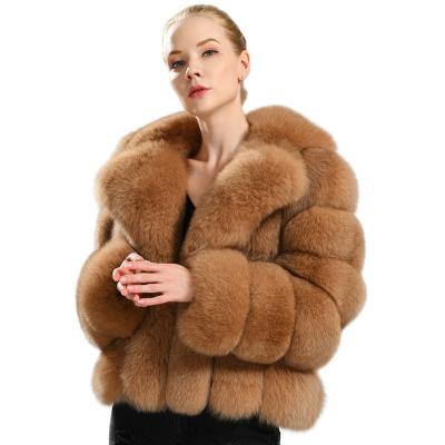 China Hot Sale Winter Ladies Real Fur Jacket Women Anti-Shrink Real Natural Fox Fur Coat Striped Fox Fur Coat Luxury Women for sale