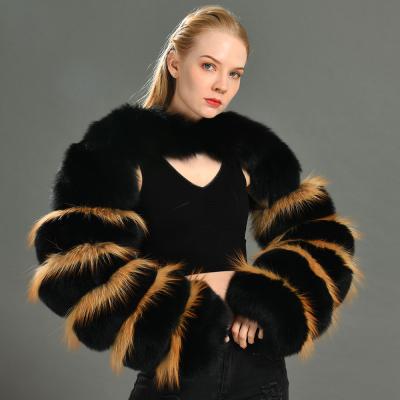 China Natural Fox Fur Sleeve Wrap Double Fur Sleeves Winter New Fashion Ladies Fur Women Wholesale Warm Luxury Anti-Shrink Neck for sale