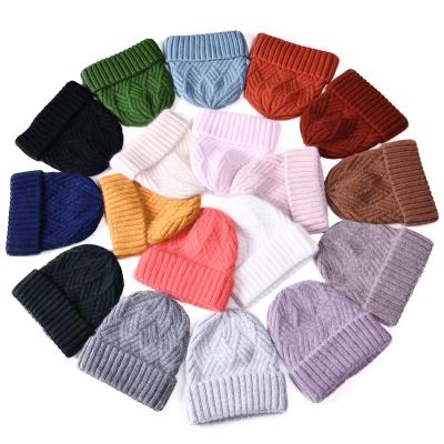 China COMMON Customized Blank Cashmere Knitted Beanie Hats Winter Women High Quality Cashmere Knitted Hats Winter for sale