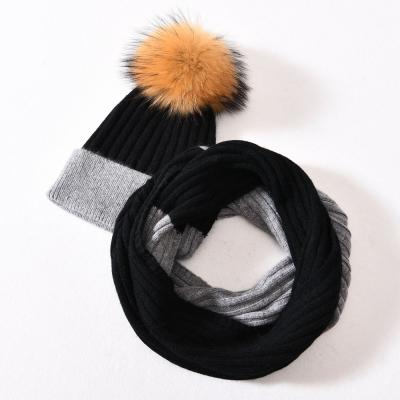 China COMMON Winter Hat For Women Knitted Scarf Hat Set Cashmere Knitted Beanie Scarf And Hat For Woman for sale