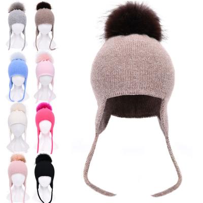 China breathable & OEM Waterproof Custom Kids Ski Children Baby Unisex Knit Winter Beanies With Pom Pom for sale