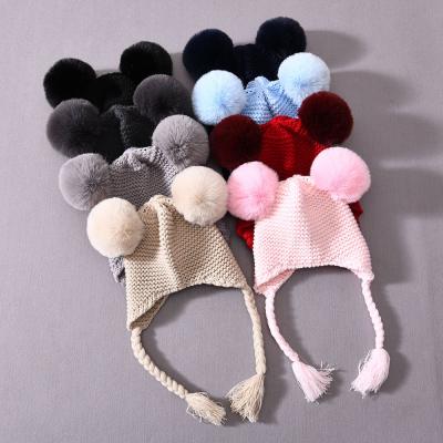 China COMMON High Quality Classic Winter Knit Winter Thick Warm Cute Ski Girls Kids Beanie Hats Caps for sale