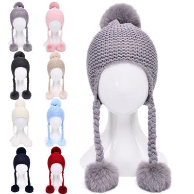 China Cute Autumn Winter Solid Plain Knitted Beanie Hats Kids Candy Color Cheap Kids Bucket Hats for sale