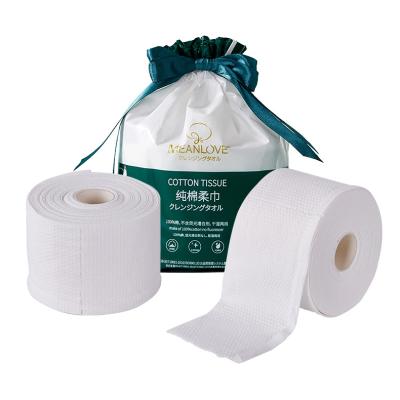 China Child-Proof cotton facial towel roll soft strech jumbo roll cleansing disposable cotton facial tissues zu verkaufen