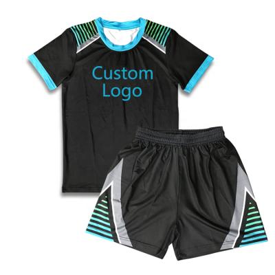 China Custom Logo Print Plain Black Unisex Summer Two Piece Set Soccer Tank Top Casual Wholesale For Boys for sale