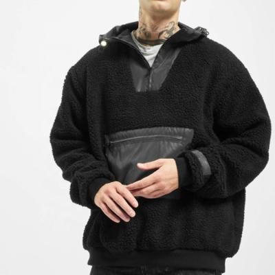 China Custom oversized winter half wear QUICK DRY wear zipper fleece pullover sherpa hoodie men for sale