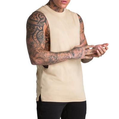 China OEM Anti-Shrink Service Dropped Sleeve Openings Blanket Tank Top Cotton Singlet Men Cut Out Gym Deep Cut Tank Top for sale