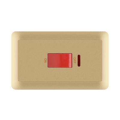 China FIKO Hotel Engineering Durable Projects Included Wall Type 147 Champagne Gold PC 45A High Current Double Pole Switch With Red Indicator for sale