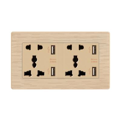 China FIKO Phone Four Charging Port With Multifunctional Double Five-hole Socket Dark Panel Hotel Installation 86 for sale