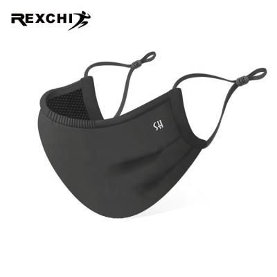 China REXCHI XKZ26 Face Mask Black Ice Plain Color Sunscreen PM2.5 Fliter Face Mask Reusable Silk Reusable Recycling Cool Black UV Black for sale