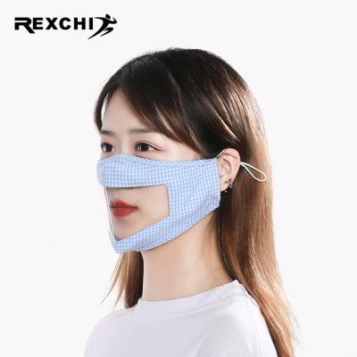 China REXCHI XKZ37 Fancy Fashion Window Clear Transparent Face Mask Reusable Silk Washable Cloth Summer Quick Dry for sale