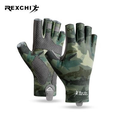 China Sports Gloves Half Finger UV Protection REXCHI XG55 Outdoor Breathable Shockproof Bike Bicycle Motorcycle Fishing Gloves for sale