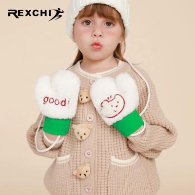 China REXCHI DRST38 Design Winter Warm Fleece Children's Gloves Soft And Thick Cute Mittens Winter Windproof Gloves for sale