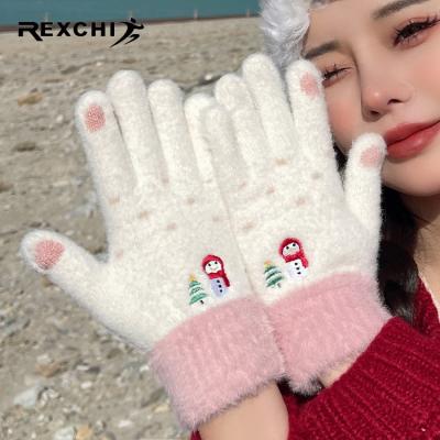 China REXCHI DZ105 Simple Colorful Women Knit Winter Warm Cheap Cycling Driving Windproof Thick Winter Cycling Gloves for sale