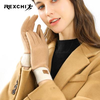 China Lady Autumn Heated Mitten Fleece Lining Hyisuronic Ion Touch Screen Gloves Acid Positive Jacquard REXCHI DY15 Winter for sale