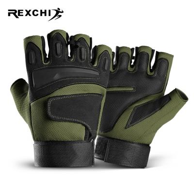 China Wholesale Custom REXCHI XT15 Logo Half Finger Rubber Hard Knuckle Outdoor Men/Army Military Cycling Gloves Tactical Half Finger for sale