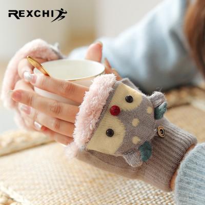 China REXCHI DZ108 Magical Knitted Finger Flip Top Womens Knit Gloves Computer Girl Cute Ladies Fingerless Wholesale Simple Winter Half for sale