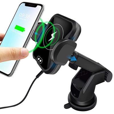 China Car 10W Infrared Sensing Wireless Charger 2 In 1 Infrared Sensor Fast QI Car Charger Bracket 10W Wireless Smart Infrared Sensing Wireless Holder for Phone for sale