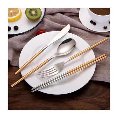 China Good Quality Stainless Steel Sustainable Wholesale Customized Cutlery Set Portable Flatware for sale