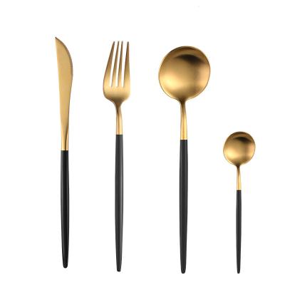 China JUJU D038 Amazon Sustainable Hot Sale Cutipol Gold Metal Flatware 304 Stainless Steel Set Cutlery for sale