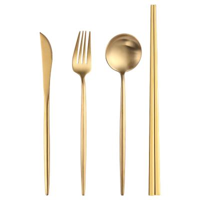 China JUJU D038 Golden Metal Tableware Restaurant 304 Western Wedding Sustainable Stainless Steel Luxury Cutlery Set for sale