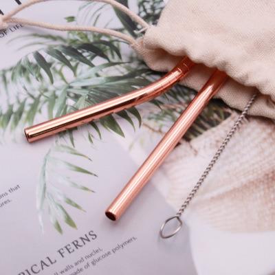 China Sustainable Eco-Friendly Metal Straw JUJU Rose Gold Hot Sale Portable Stainless Steel Wedding Gift Set for sale