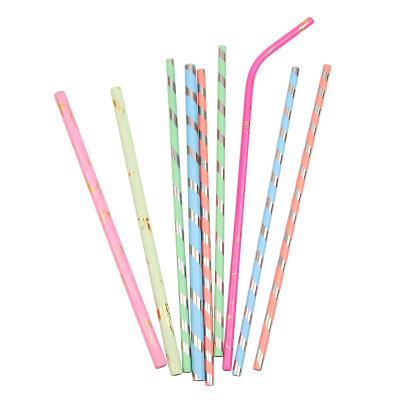 China JUJU Viable Free Logo 304 Reusable Colorful Stripes Drinking Stainless Steel Metal Straw for sale