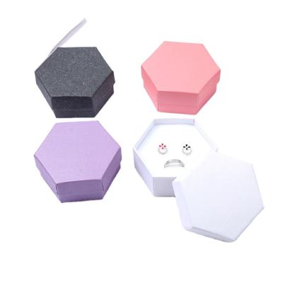 China Recycled Ring Boxes With High Quality Materials Factory Direct Jewelry Gift Wedding Gift Box In Stock Low MOQ Hexagon Ring Box for sale