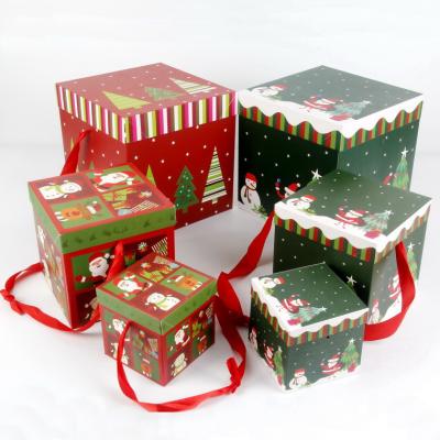 China New Material Design Recycled Christmas Gift Box Packaging Many Sizes Folding With High Quality In Stock Christmas Paper Box With Lid for sale