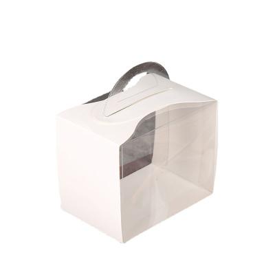 China Recycled Materials Hot Sale PVC White Cake Boxes With Window Low MOQ In Stock Custom Size In Stock Bakery Boxes With Handle for sale