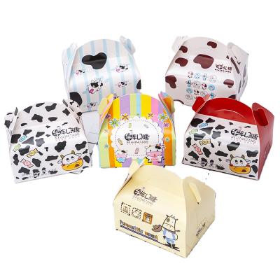 China Hot Selling Recyclable Folding Cake Food Container Custom Size In Stock Low MOQ Luxury Cupcake Boxes With Handle for sale