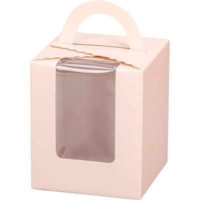 China Recyclable Wholesale Folding Food Container With Window Custom Size In Stock Low MOQ Luxury Cupcake Boxes With Handle for sale