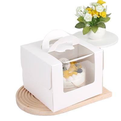 China Hot Sale Folding Food Container Recyclable With Window Custom Size In Stock Low MOQ Luxury Cupcake Cake Boxes With Handle for sale