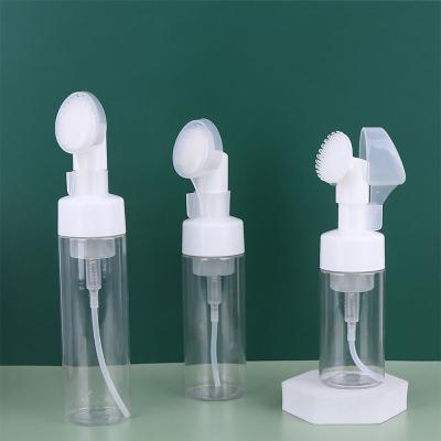 China Customhigh quality PET 30ml 50ml 100ml 150ml cosmetic white foam brush bottle with silicone brush for sale