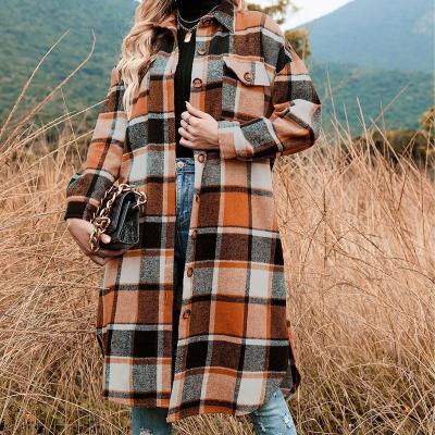 China Anti-Wrinkle Patchwork Women Vintage Long Sleeve Red Plaid Block Cardigan Blouse Top for sale