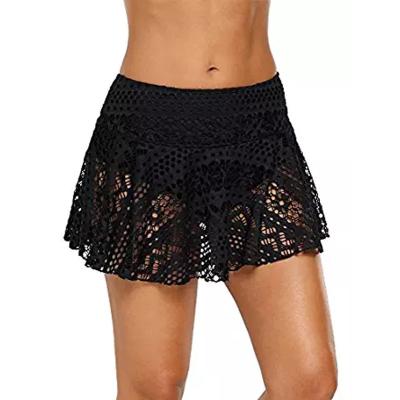 China Antibacterial New Amazon Foreign Trade Lace Solid Color Sexy Cavity Plus Striped Triangle Beach Skirt Swimming Trunks Swim Skirt for sale