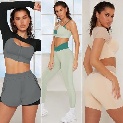 China Breathable New Fashion Yoga Wear Set Custom Sportswear Women Yoga Set Short Seven Piece Yoga Suits for sale